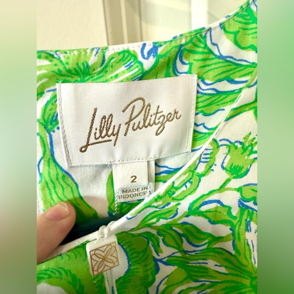 NWT Lilly Pulitzer Beckler shift dress in Resort White Daffodil Hill, size 2. - Picture 3 of 5
